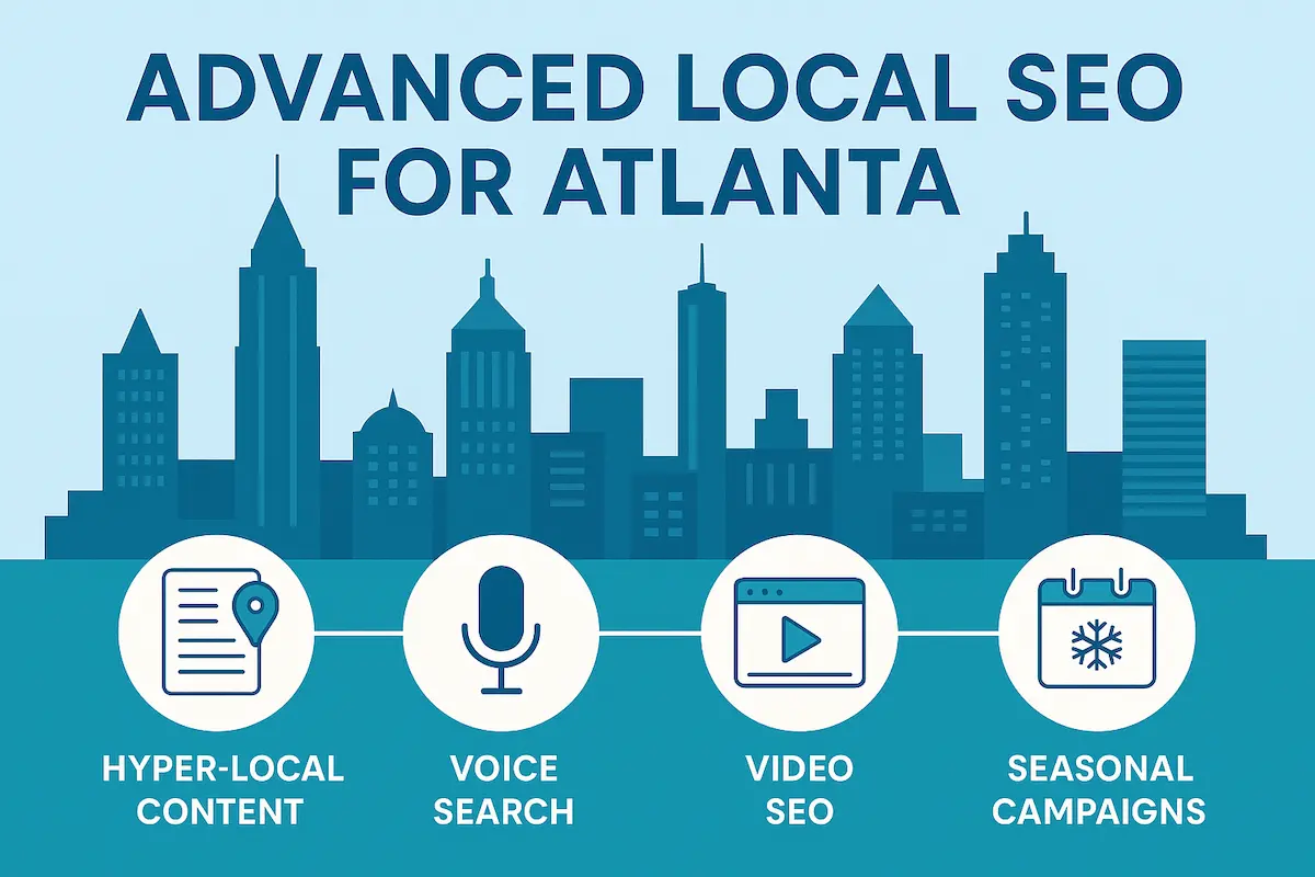 A chess board with pieces on a map of Atlanta, symbolizing advanced local SEO strategy.