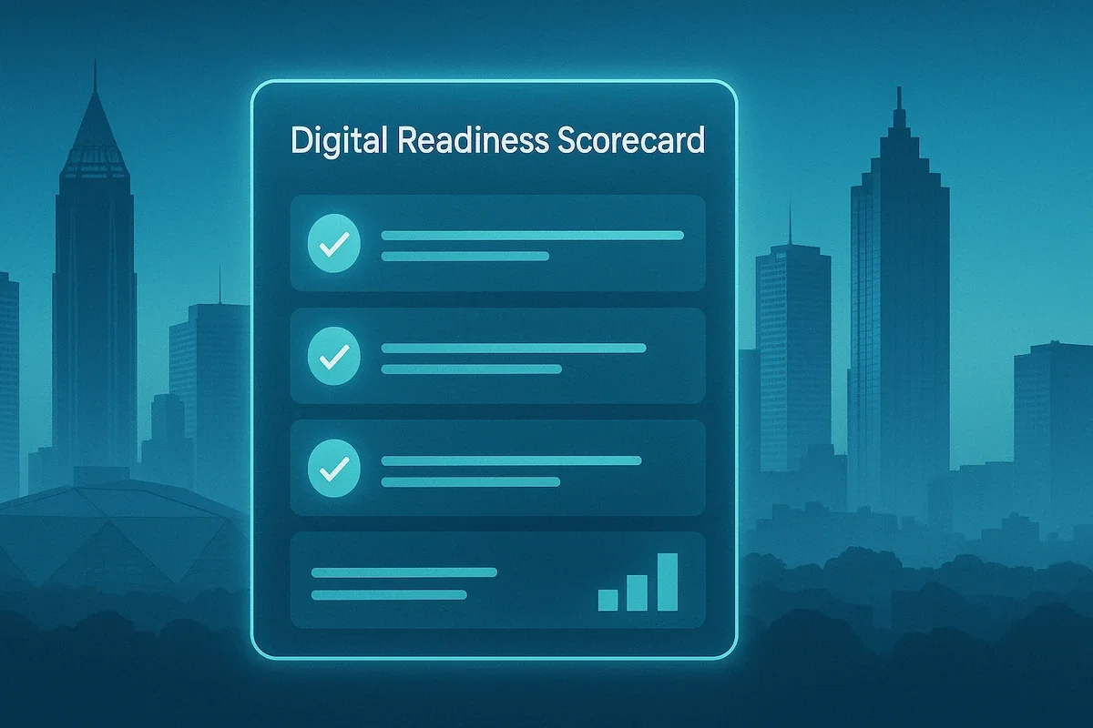 Atlanta skyline with digital readiness scorecard overlay representing SMB assessment