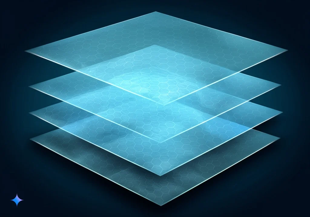 Abstract diagram showing various business tool icons (CRM, website, automation) connecting like LEGO blocks, representing a composable tech stack