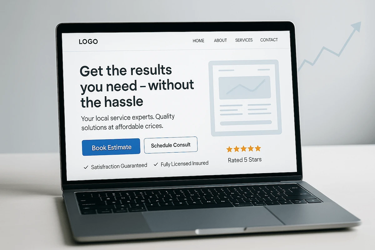 A clean, modern website homepage layout designed for a service business
