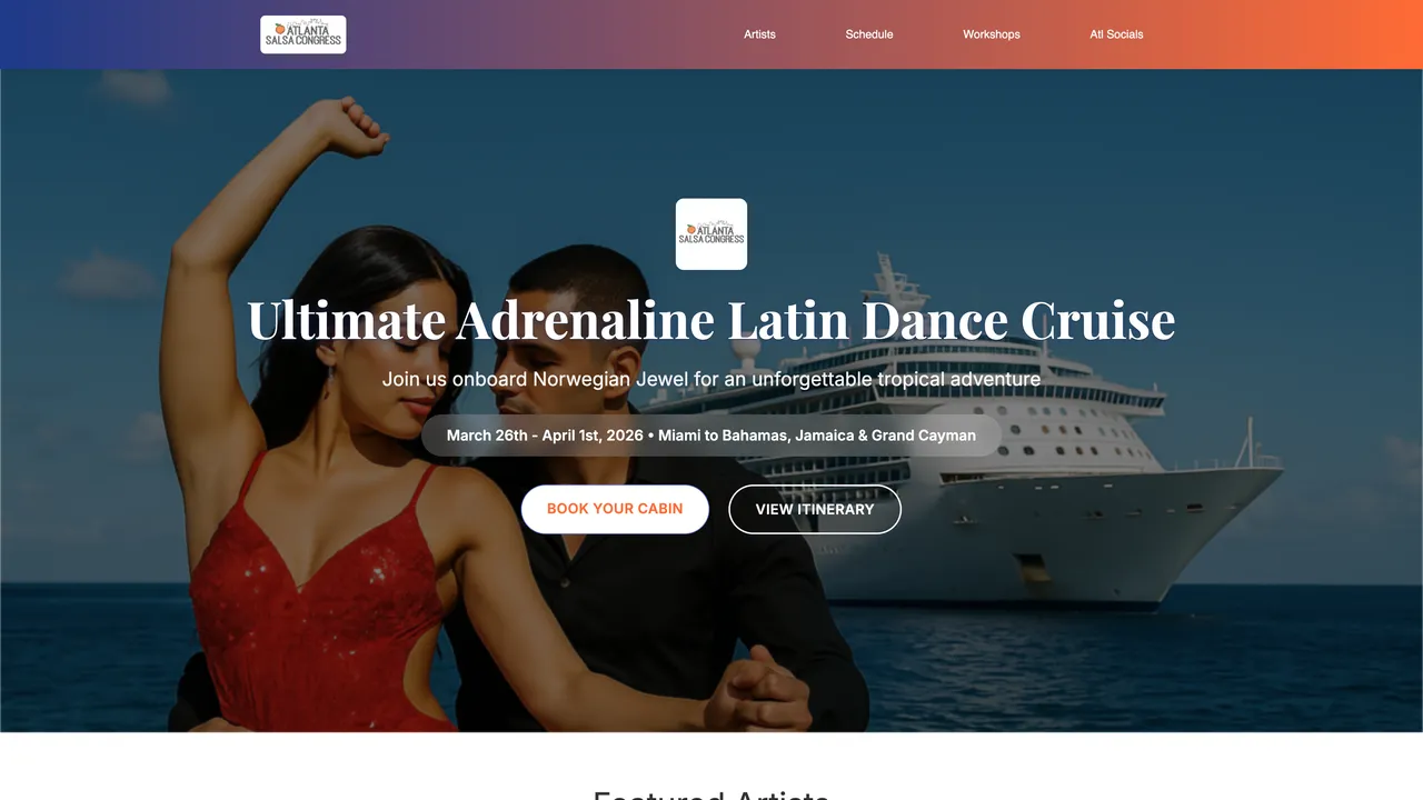 Atlanta Salsa Congress event website designed and built by TiltStack