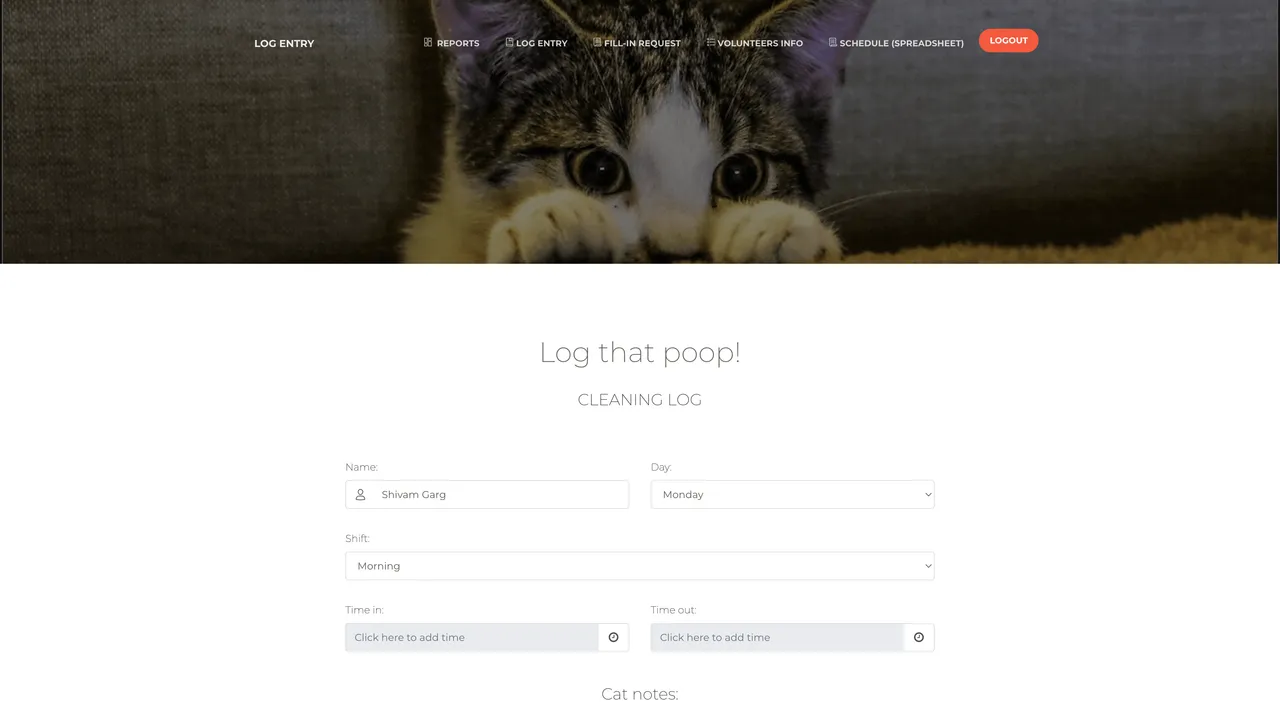 Furkids volunteer shift-reporting app custom built by TiltStack